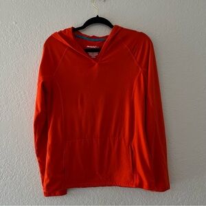 Marika Tek Hooded Long Sleeve Shirt Hoodie‎ Orange Kangaroo Pocket, Size Medium